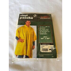 Vintage Texsport Yellow Vinyl Adult Waterproof Rain Poncho Outdoor Adventure Gea